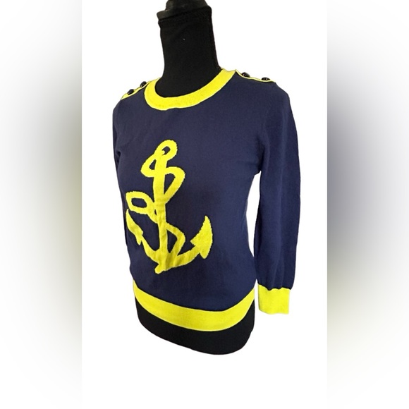 ⚓️ BEAUTIFUL NAUTICAL SWEATER!! COOL COLORS! LIGHTWEIGHT! 3/4 SLEEVE ⚓️ - Picture 2 of 16
